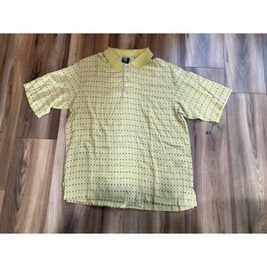 Saxony Silk For Golf Polo Shirt Men's Sz Large Yellow Collar